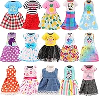 Vista 5 de Miunana 19 piezas de ropa y accesorios para muñecas de 5.3 pulgadas, 3 vestidos, 3 trajes, 3 trajes de baño, 3 zapatos, 2 lentes de sol, 5 perchas