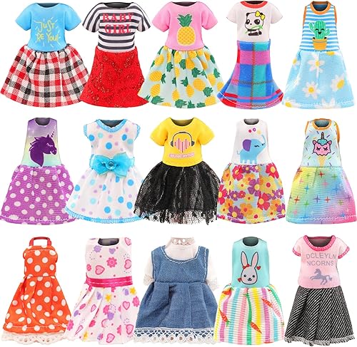 Miniatura 5 de Miunana 19 piezas de ropa y accesorios para muñecas de 5.3 pulgadas, 3 vestidos, 3 trajes, 3 trajes de baño, 3 zapatos, 2 lentes de sol, 5 perchas