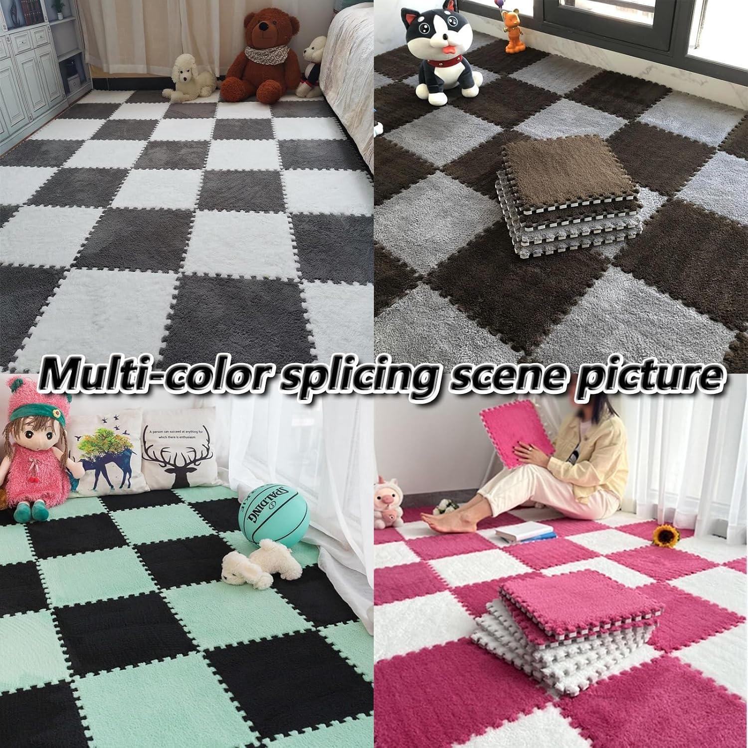 Fluffy EVA Foam Interlocking Floor Mat, Home Soft Parlor Carpet, Shaggy Bedroom Area Rugs Puzzle Mat, 10 Pieces (1 Piece 30*30cm),washable,Can Be Cropped,protect Floor,Multiple color styles. ( Color :