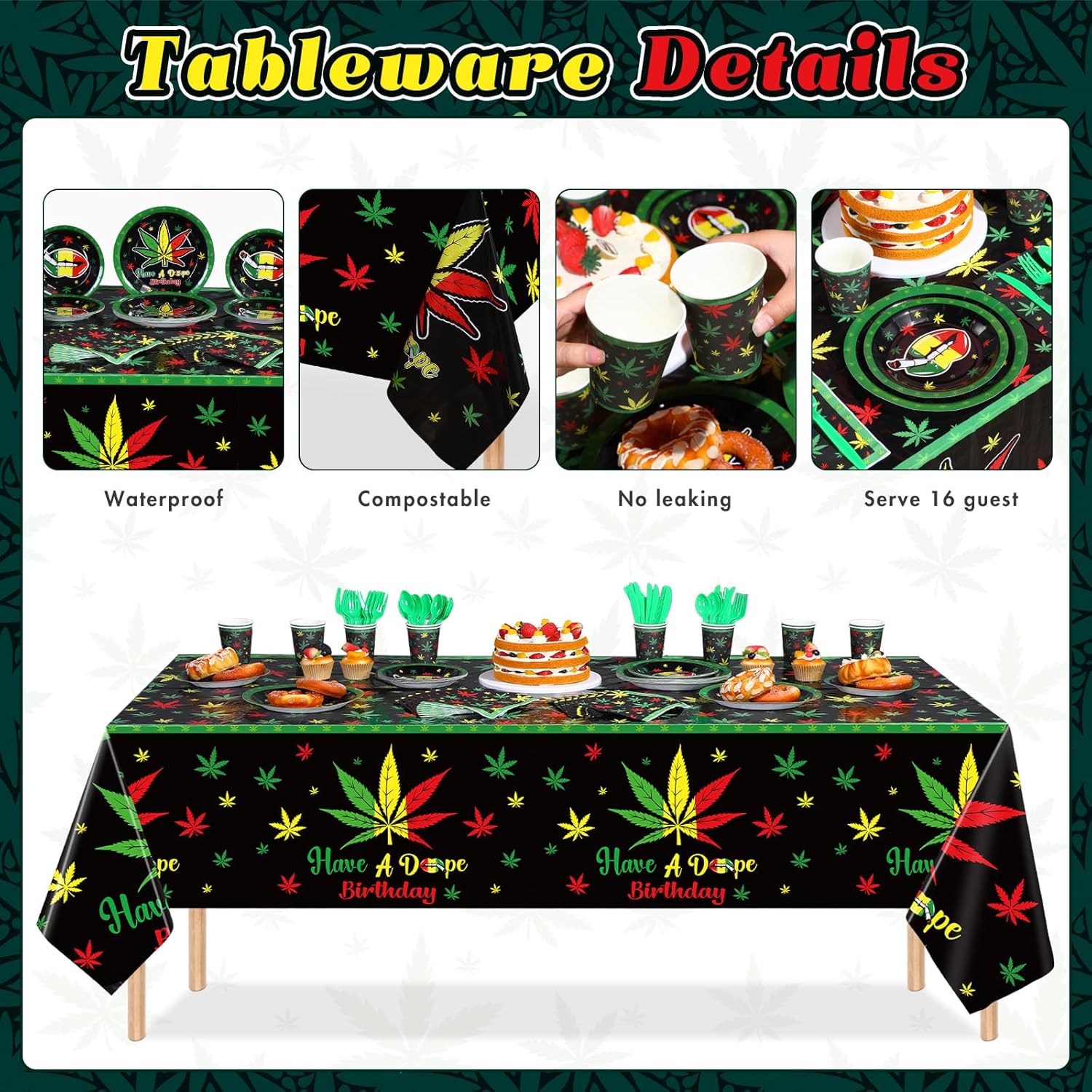 164 Pcs Weed Party Supplies Have A Dope Birthday Party Decorations Pot Leaves Party Tableware Leaves Plates Napkins 420 Balloons Backdrop for 16 Guests Weed Birthday Party Decor