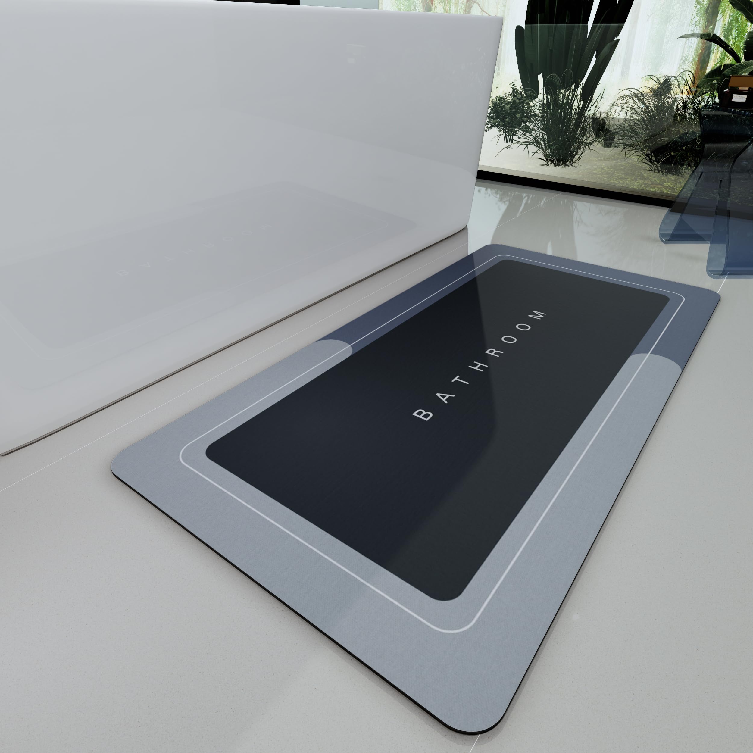 Deparnit Bath Mats 24x48 Inch, Modernized Magic Mat Bathroom, Rubber Anti Slip Quick Drying Absorbent Bathroom Rug, Shower Room Rugs for in Front of