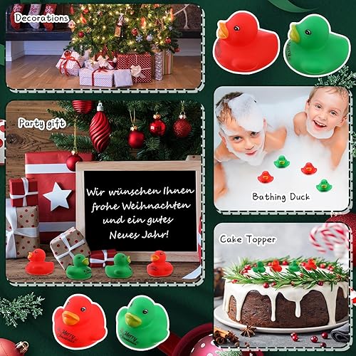 Miniatura 5 de 100 mini patos de goma de Halloween de 1.57 pulgadas, pequeños patos de goma a granel para cáncer de mama, patos de goma de Navidad para regalos de