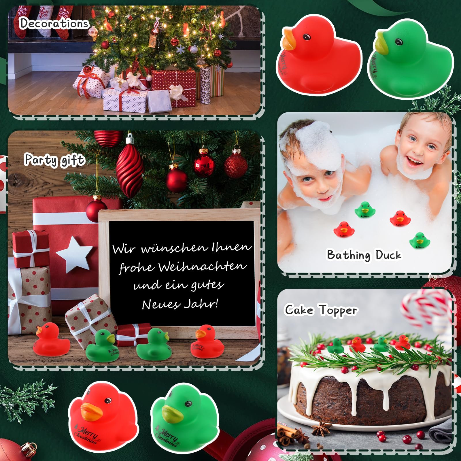 DEEKIN 100 Pcs Thanksgiving Rubber Ducks 1.57 Inch Mini Rubber Ducks in Bulk Christmas Rubber Ducks Festival Rubber Ducks for Birthday Party Favors Bathtub Classroom Exchange Prizes (Christmas)