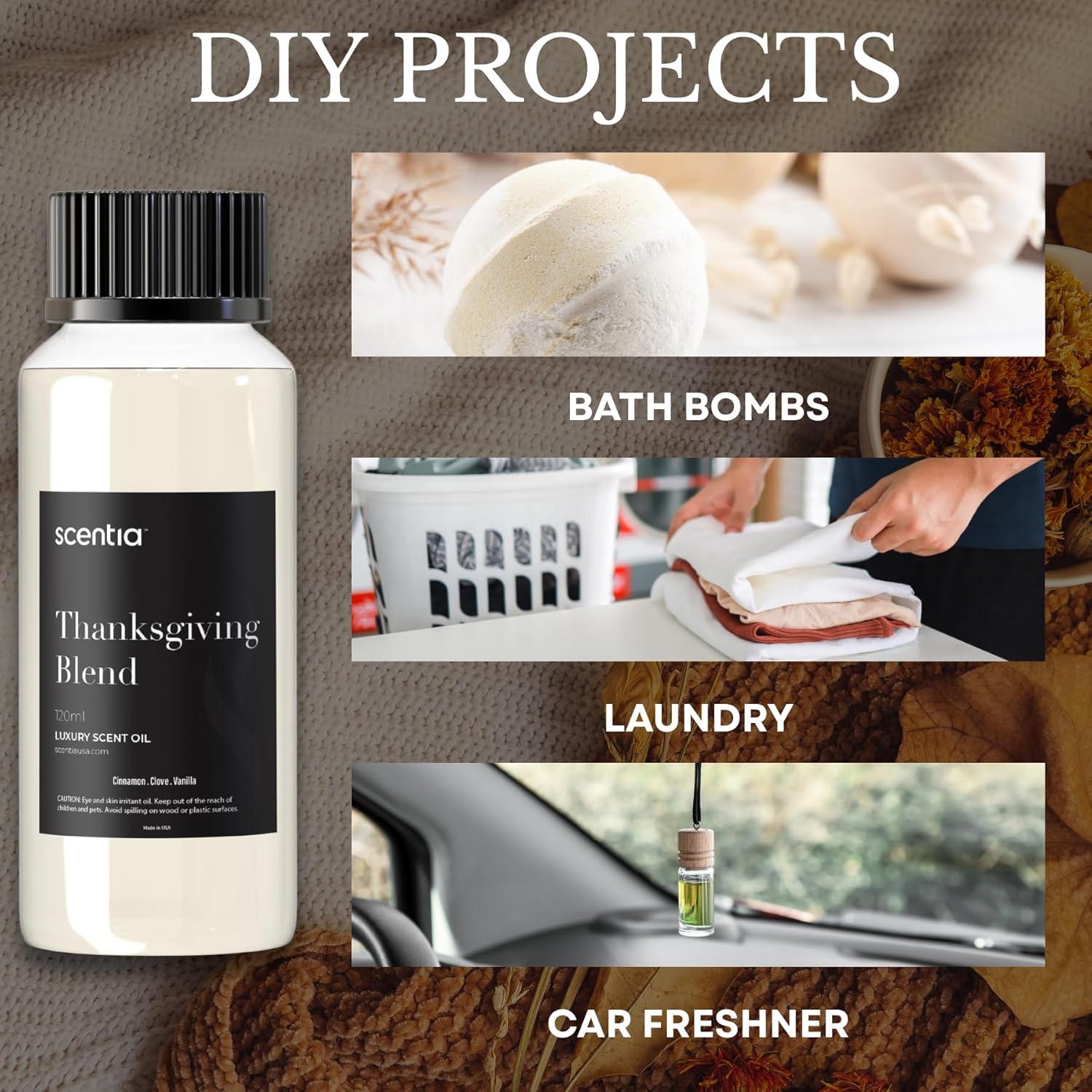 Scentia Thanksgiving Blend Essential Oil – 120 ml Premium Holiday Diffuser Oil with Cinnamon, Clove, Vanilla & Coconut | Cozy Fall Aromatherapy for Home, Candles, Soaps & Gifts - Image 5