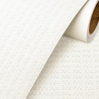 Livelynine Woven Grasscloth White Textured Wallpaper Stick and Peel Paintable Wallpaper for Bathroom Bedroom Vinyl Prepasted Embossed Wall Paper Self Adhesive Contact Paper for Cabinets 15.8X78.8