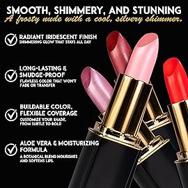 L\'Paige Designer Lipstick - Cool-Toned Pink with Iridescent Shimmer - Aloe Vera-Based, Long-Lasting & Moisturizing Formula for a Smooth, Luxurious Feel - Shade L44 Shimmery Ice Lipstick