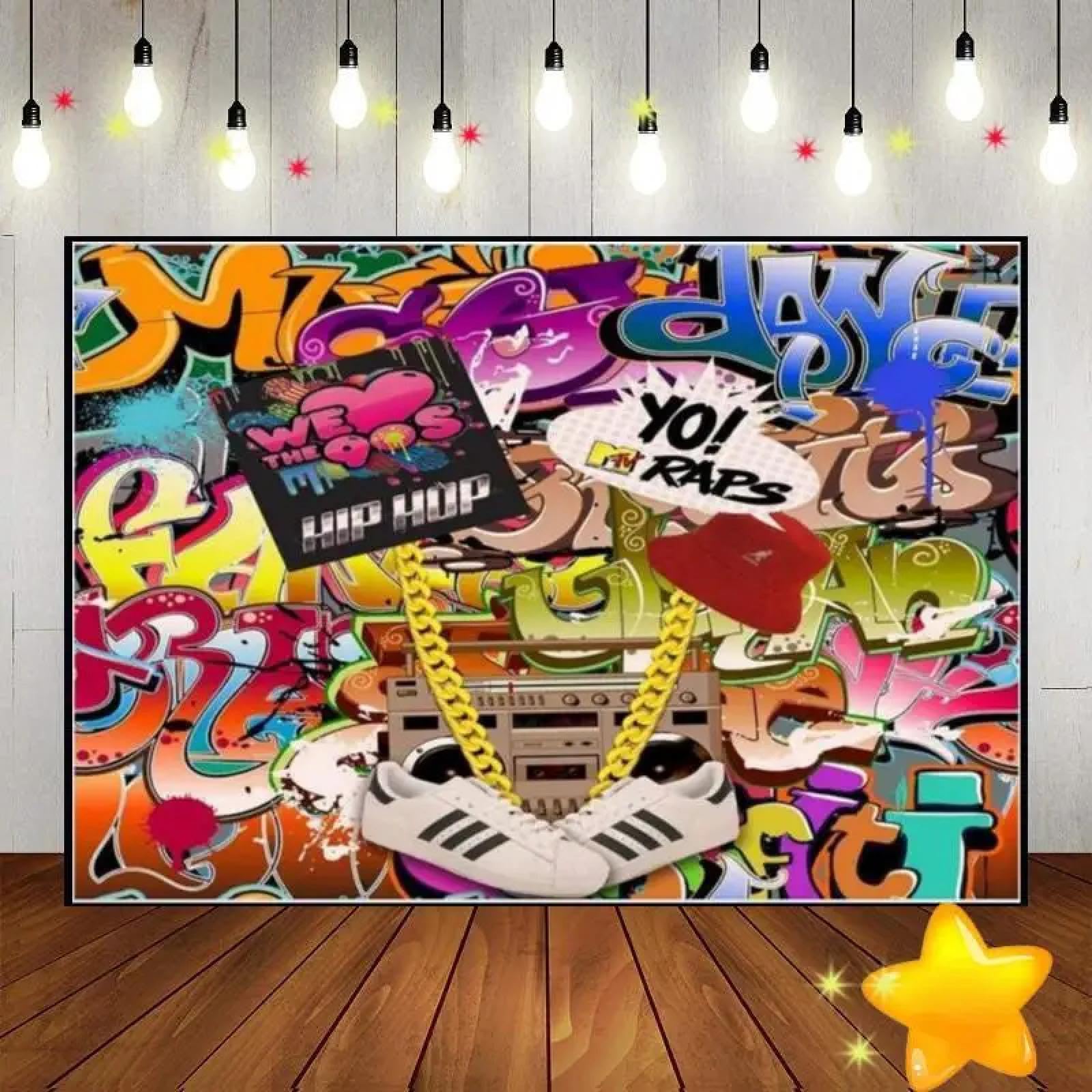 Koszykówka Graffiti Motyw Splash Glow Ciemne Kolorowe Farby Tło Fotografia Tło Impreza Baby Shower Dekoracja 350 x 240 cm