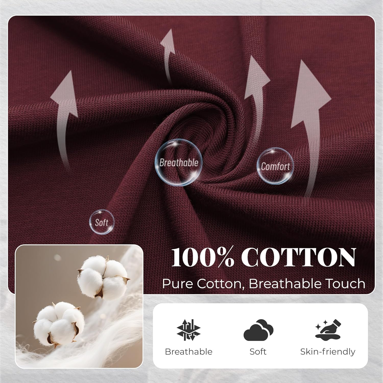 U2SKIIN Mens Cotton Pajama Set, Soft Long Sleeve Pajamas for men Lightweight Button Up Sleepwear Lounge Pjs Set with Pockets - Image 3