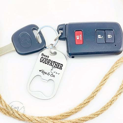 Miniatura 2 de Personalized Godfather Gift Idea Personalized Best Godfather Ever Bottle Opener Keychain Gift Idea For Godfather Godparent Gift Personalized
