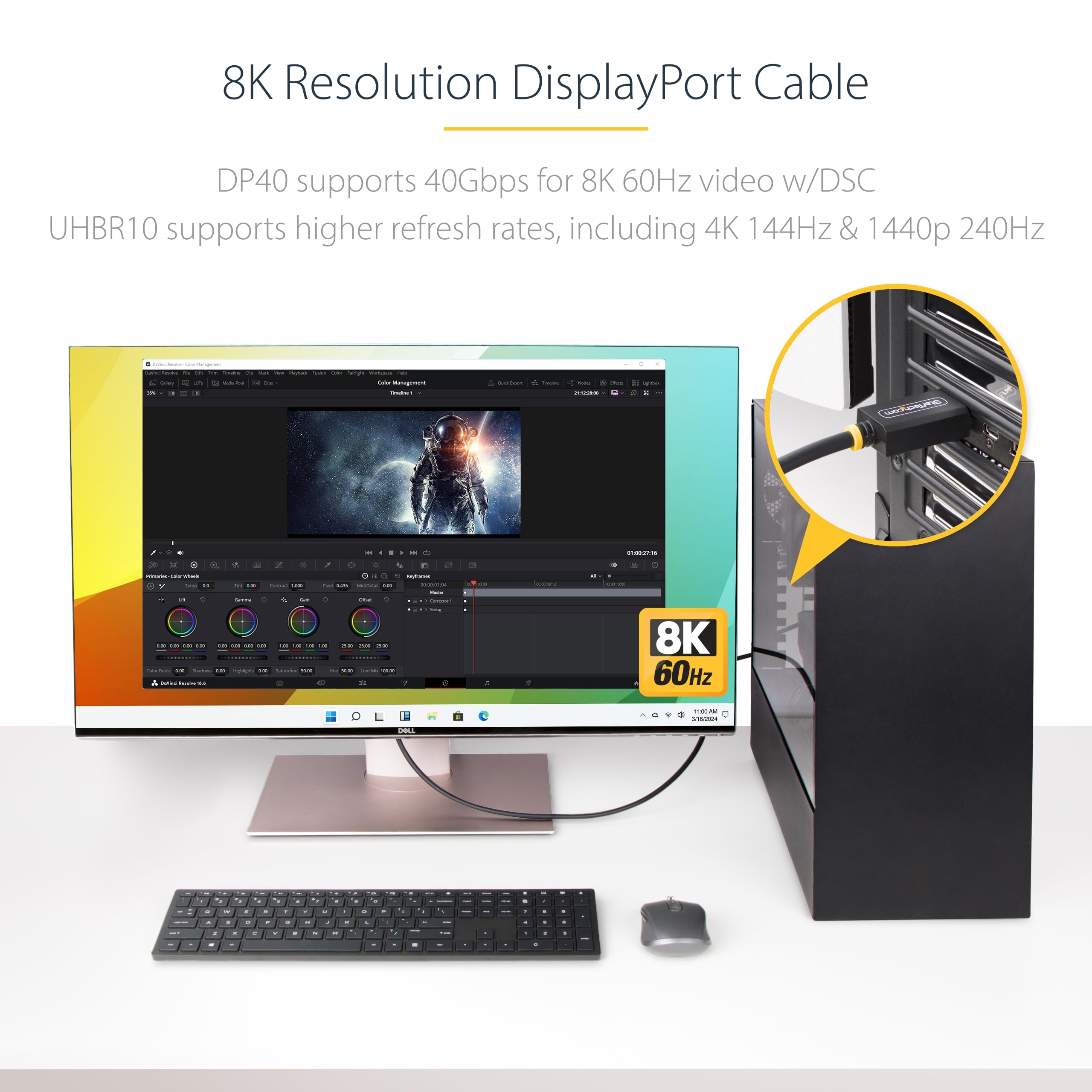 StarTech.com Kabel DisplayPort 2.1, 2 m, certyfikat VESA, DP40, kabel DisplayPort z UHBR10/HDR/HDCP 2.2, 8K 60Hz z DSC 1.2a