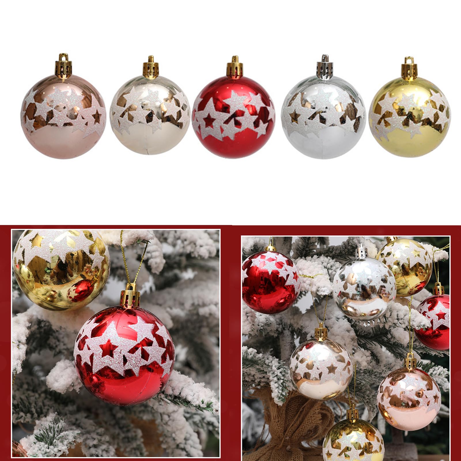 PANGBOER Di 4Boxes Palline decorative di Natale Albero di Natale Appeso Decorazione Elegante Sfera Pendente Ornamento Accessori Albero