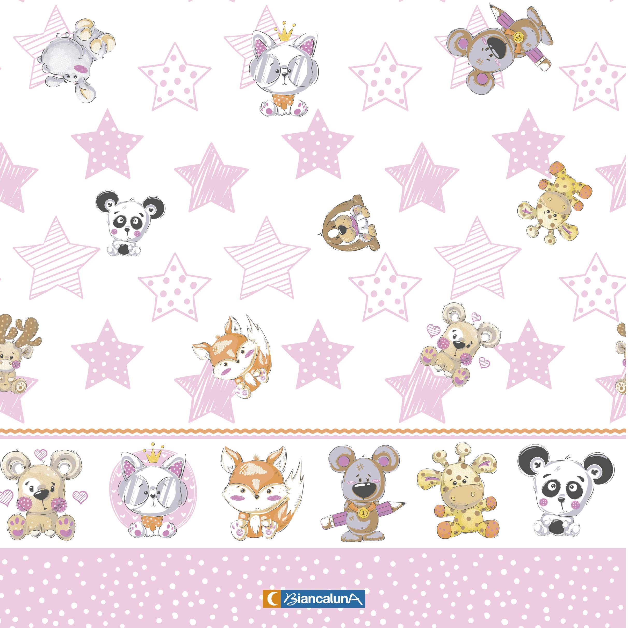 Biancaluna 3729 - Juego de sábanas para cuna de algodón, estampado