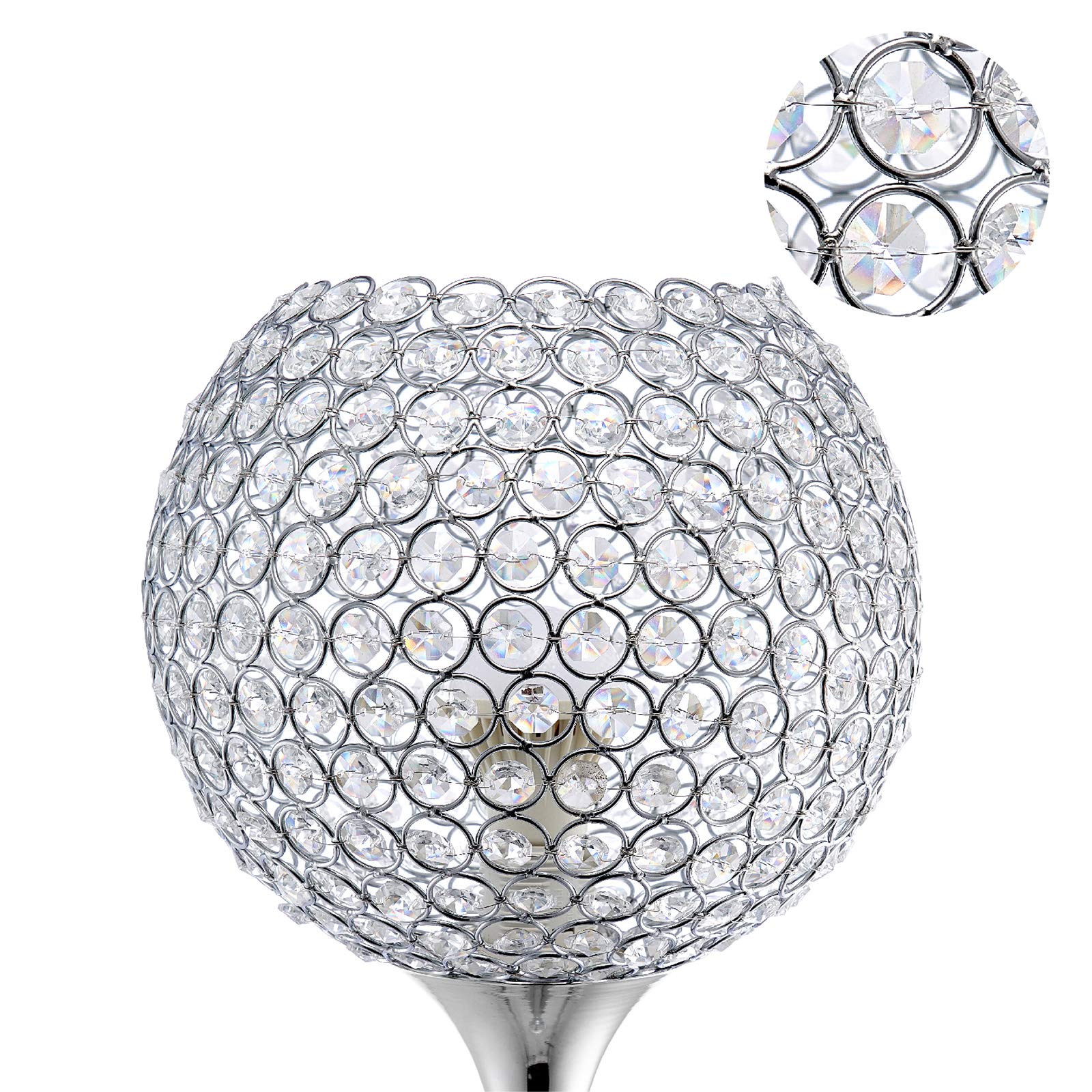 Lampara de Pie Salon Cristal Modernas, Control de Interruptor de Pie Lámpara de Pie, Portalámparas E27 (Plata Galvanizada)