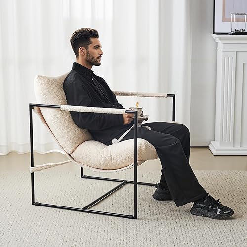 Miniatura 8 de Furnilivng - Juego de 2 sillas decorativas grandes de tela, cómoda silla de lectura tapizada para sala de estar, dormitorio, vestidor, oficina en