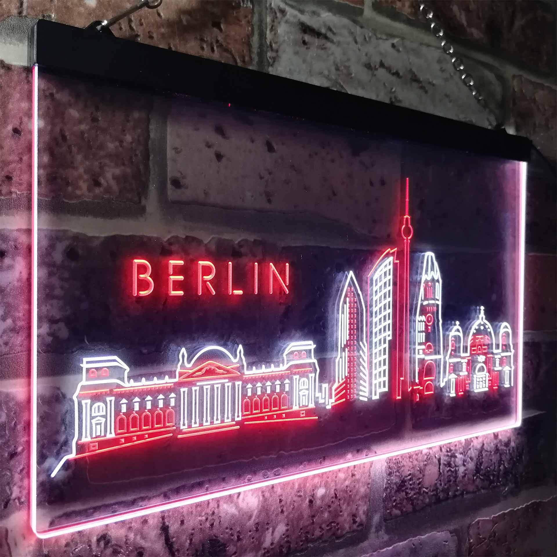 Berlin City Skyline Silhouette Dual Color LED Enseigne