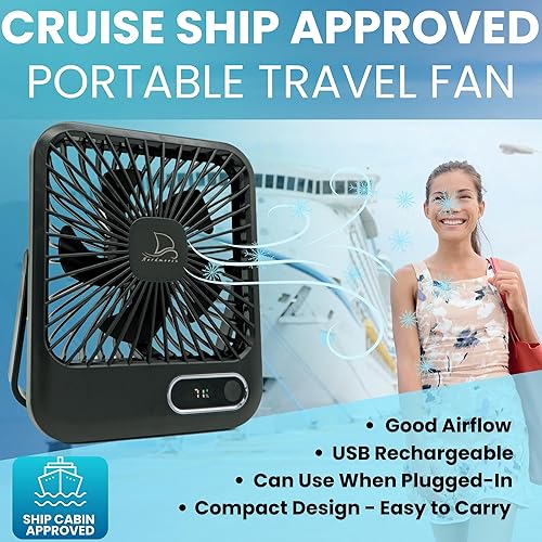 Miniatura 2 de Aprobado por la cabina del ventilador de crucero, gancho magnético incluido para colgar en las paredes, recargable por USB portátil y enchufable,