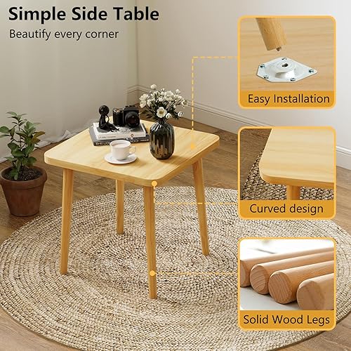 Miniatura 5 de Mesa auxiliar simple, mesa auxiliar moderna con 4 patas resistentes de madera maciza para sala de estar, mesita de noche para dormitorio, balcón