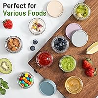 Vista 5 de NETANY Recipientes de vidrio para aderezo de ensalada de 2 onzas, paquete de 6 recipientes pequeños para salsa con tapas y mini recipientes