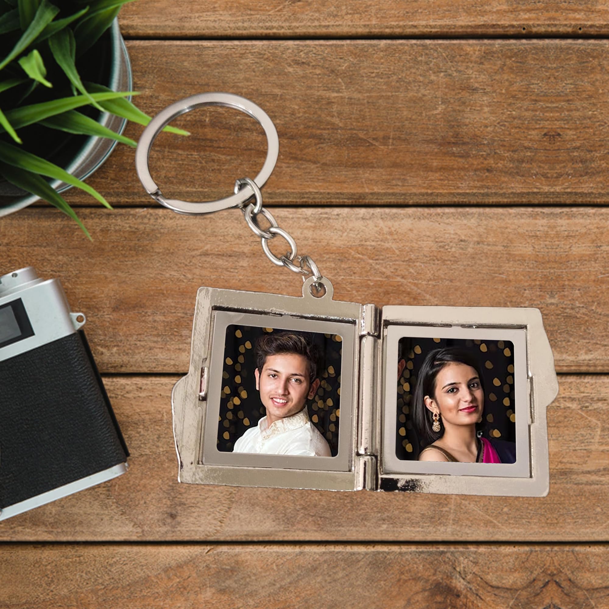 Fultu Fataang Customized Metal Key Chain Keyring with 2 Images Personalized Photo keychain gifts for Rakshabandhan |Gift for Mother | Father Valentine Gift Silver-picture-36
