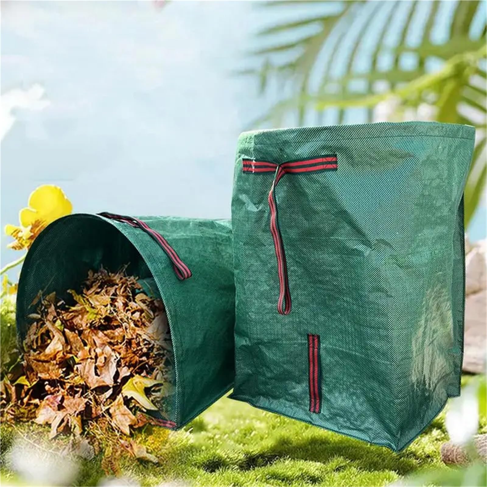 Sacos Para Escombros Bolsas de césped Recogedor for hojas Basura reutilizable de 2 piezas con guantes for recortes de desechos de césped de jardín Patio Patio(150L)