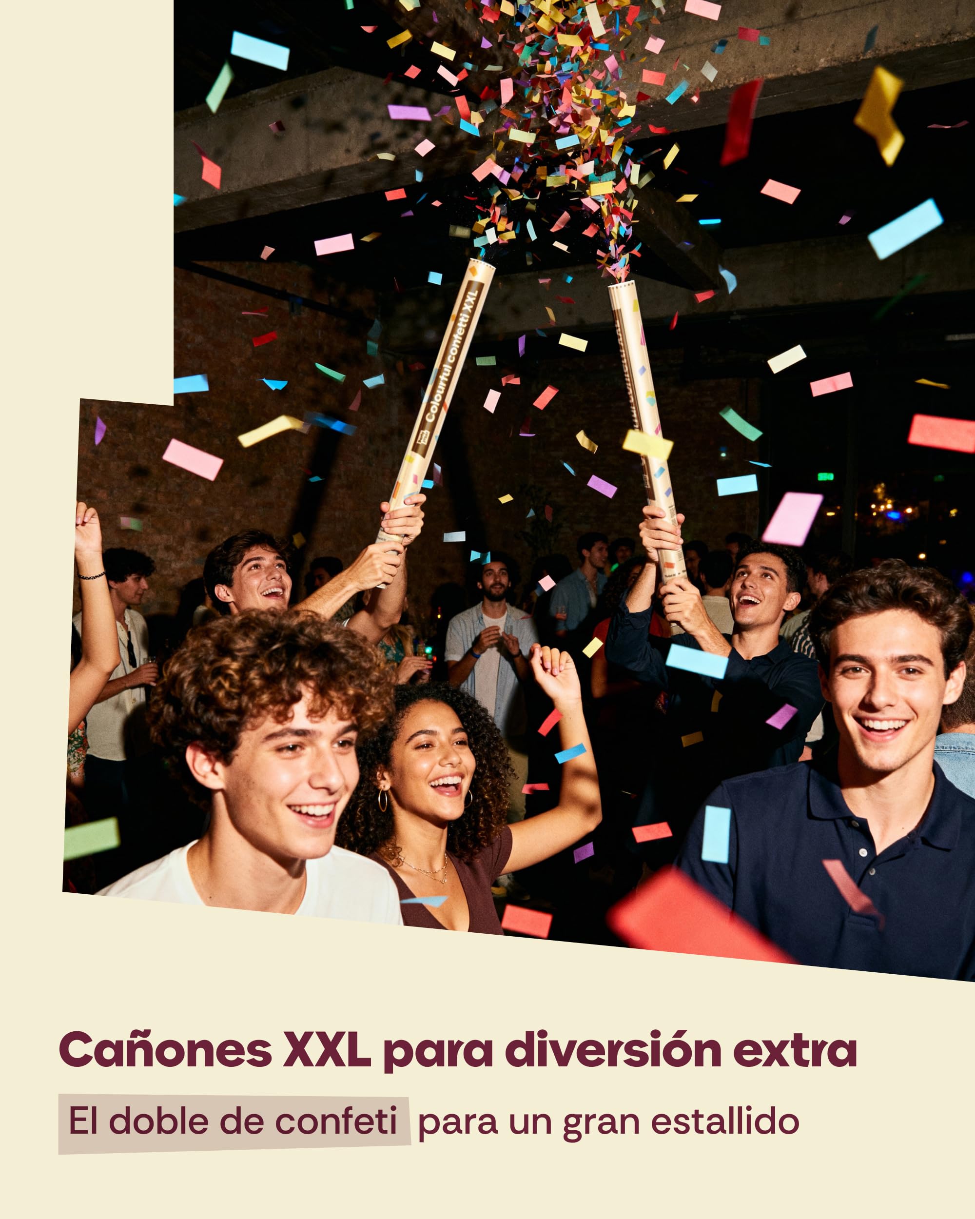 5 Cañones de Confeti Boda 80 cm Colores – Confeti Carnaval XXL