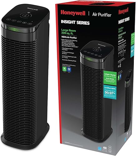 Honeywell Purificador de aire HEPA para el hogar, habitaciones de 990 pies cuadrados en 1 hora, modo automático, indicador de calidad del aire,