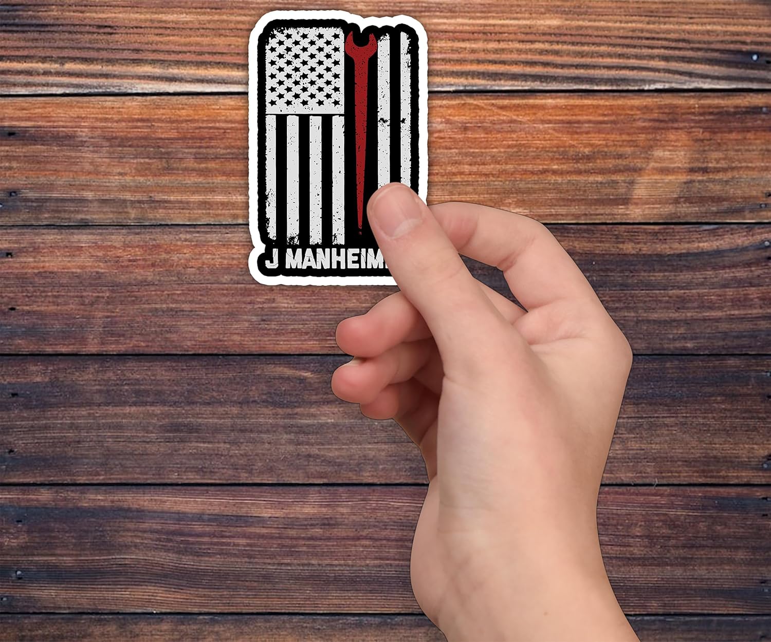 (3Pcs) Personalized Ironworker Stickers - American Flag Wrench Decals, Red Line Proud Worker, Weatherproof Vinyl for Hard Hat, Toolbox, Lunchbox & Truck Accessory 3”x4”