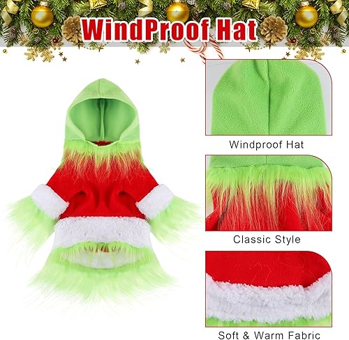 Miniatura 3 de Abbylike Traje de Navidad para perro, personaje de mascota, monstruo verde, sudadera con capucha con sombrero para perros y gatos, ropa de Navidad