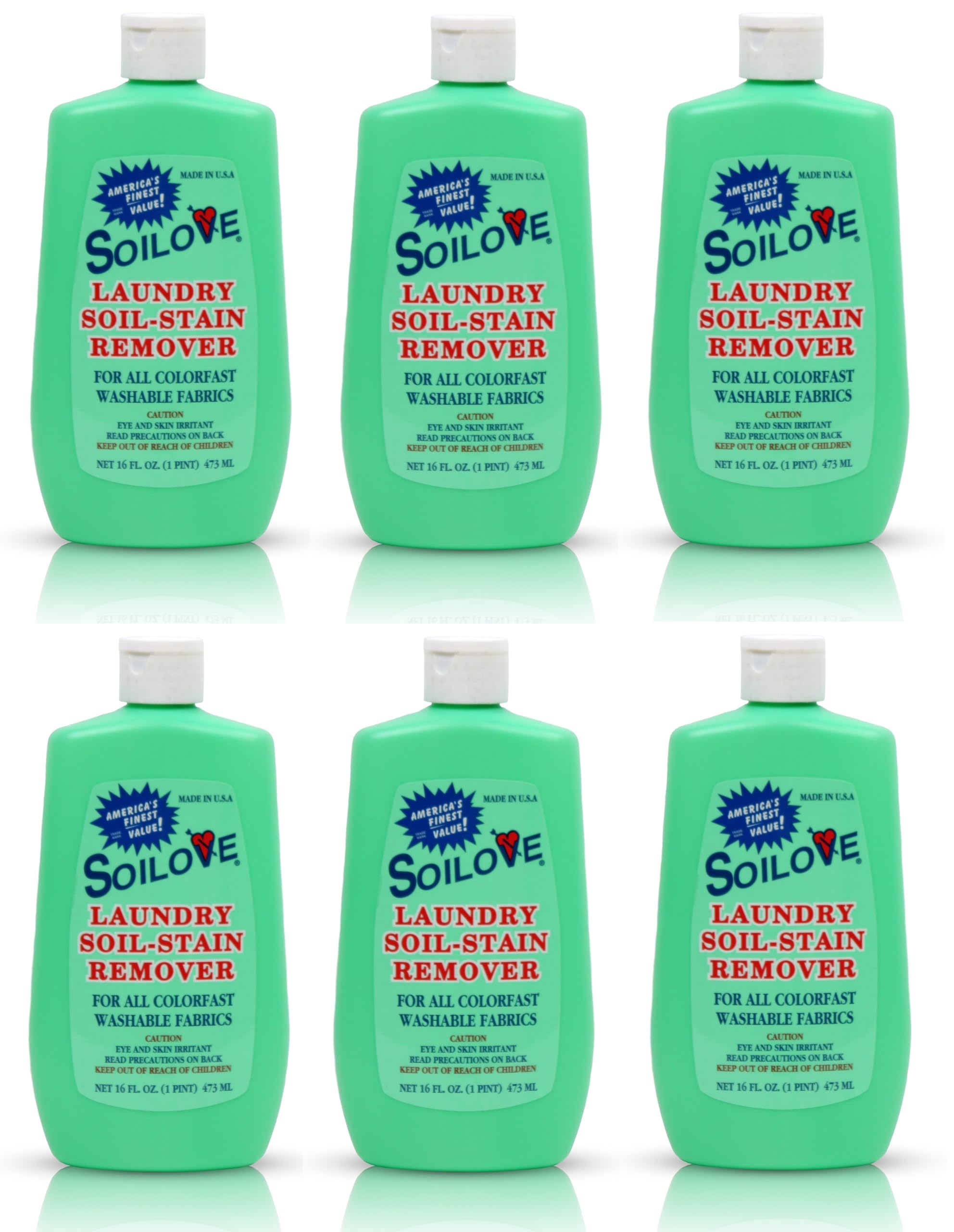 Soilove Laundry Stain Remover Liquid – 6 Bottles (16oz) – Powerful Prewash for Blood, Grease, Ink, Grass, Food, & More – Advanced formula clothes stain remover