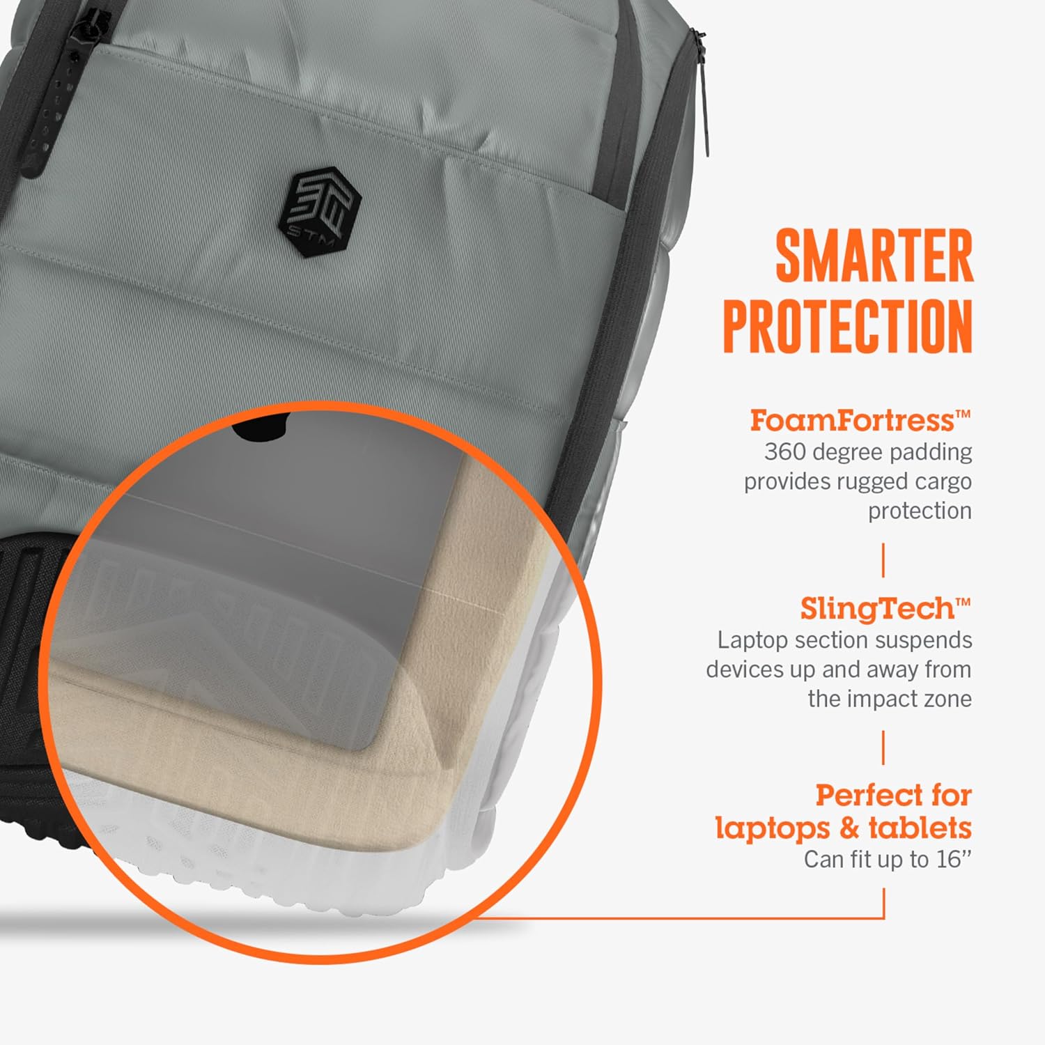 STM Dux 16L Backpack - Slim, Rugged, Comfortable, Innovative, waterproof zipper, Versatile, 360 Degree Protective Backpack for Men & Women, Fits up to a 16" Laptop Plus a Tablet Sleeve - Black