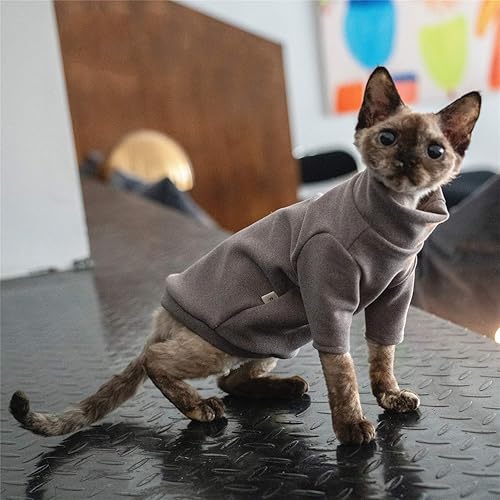 Miniatura 4 de Hairless Cats Clothes, Cotton T-Shirt, Breathable Spring Autumn Vest Cat Wear Turtleneck Shirt Clothes for Sphynx, Cornish Rex, Devon Rex,