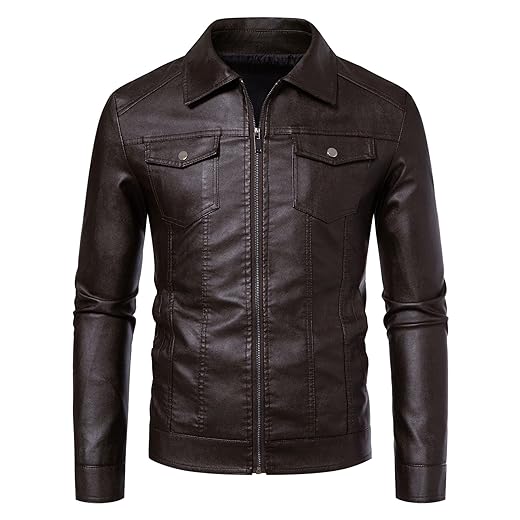 Jueshanzj Jaqueta masculina de couro slim fit forrada com lã grossa para motociclista