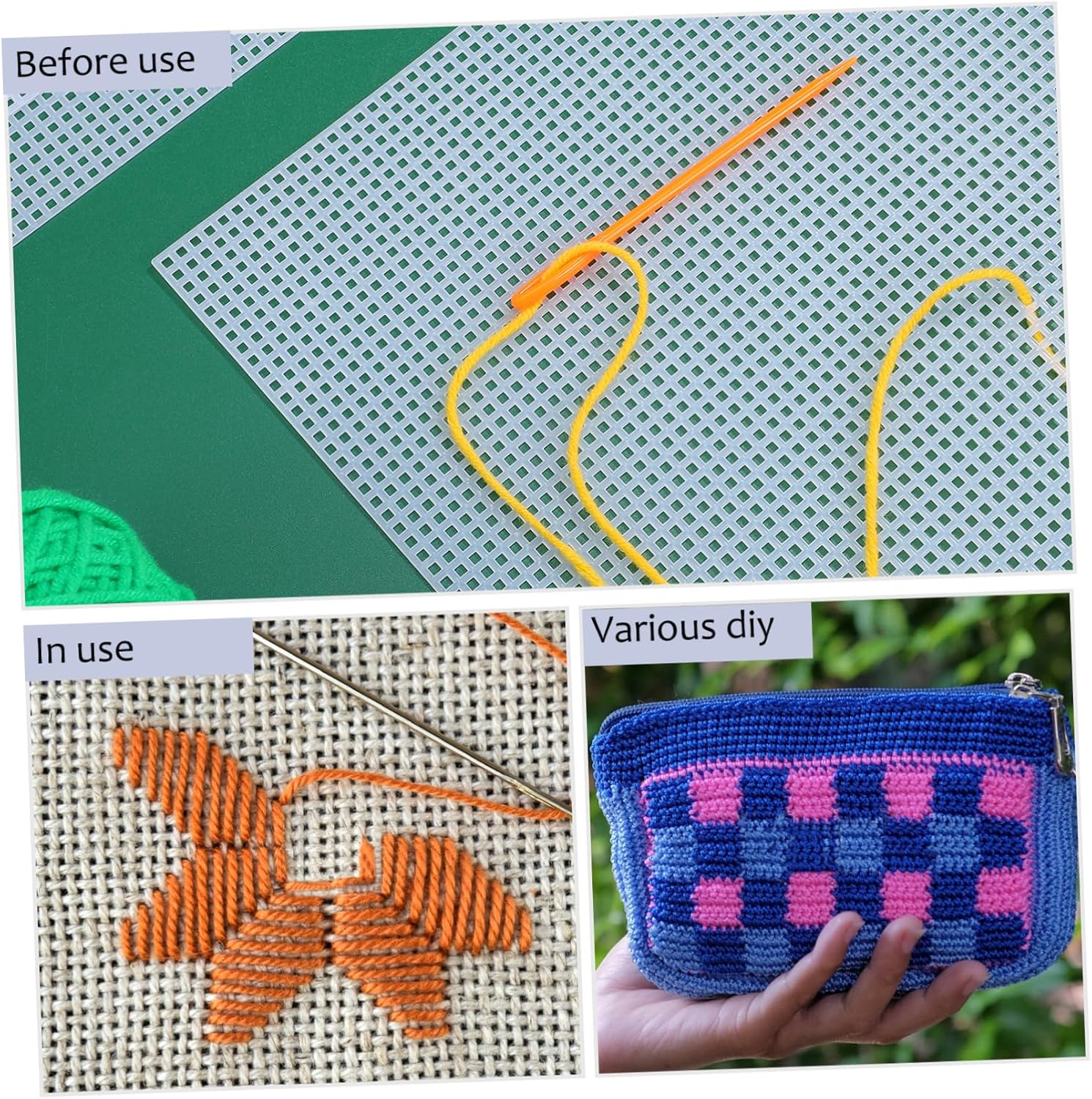 VILLFUL Hard Mesh Fabric Sheets 6pcs Plastic Canvas for Crochet and Knitting Patterns