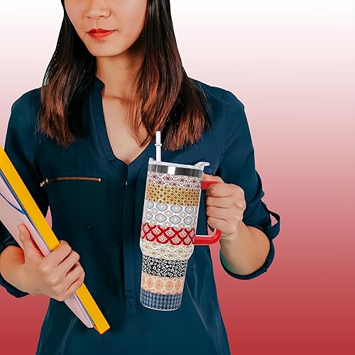 Miniatura 3 de Vaso de 40 onzas con asa de 40 onzas con diseño de mariposa morada con tapa, popote con doble aislamiento, taza de café de viaje, regalo de mariposa