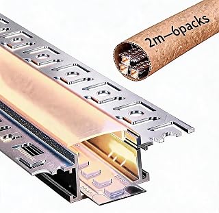 6x 2m LED Aluprofil U-Form (12m Set), mit weißer Abdeckung, für LED Streifen bis 12,9mm, Außenmaß 55,5x14,9mm, Aufputzprofil für indirekte Beleuchtung, Wohnzimmer Schlafzimmer