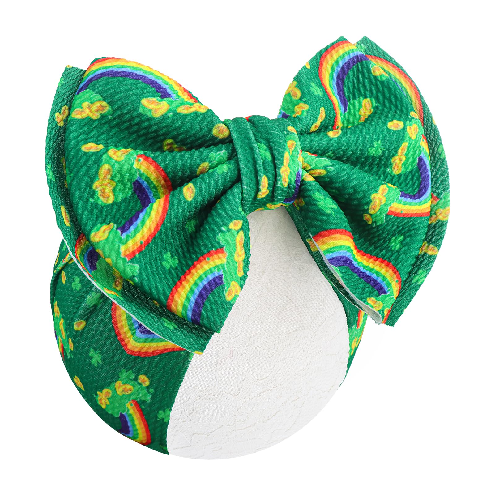 Diademas de Navidad de 17,78 cm con lazos de trébol verde arco iris, diadema de nailon suave con lazos para bebés recién nacidos, accesorios para el cabello del día de San Patricio