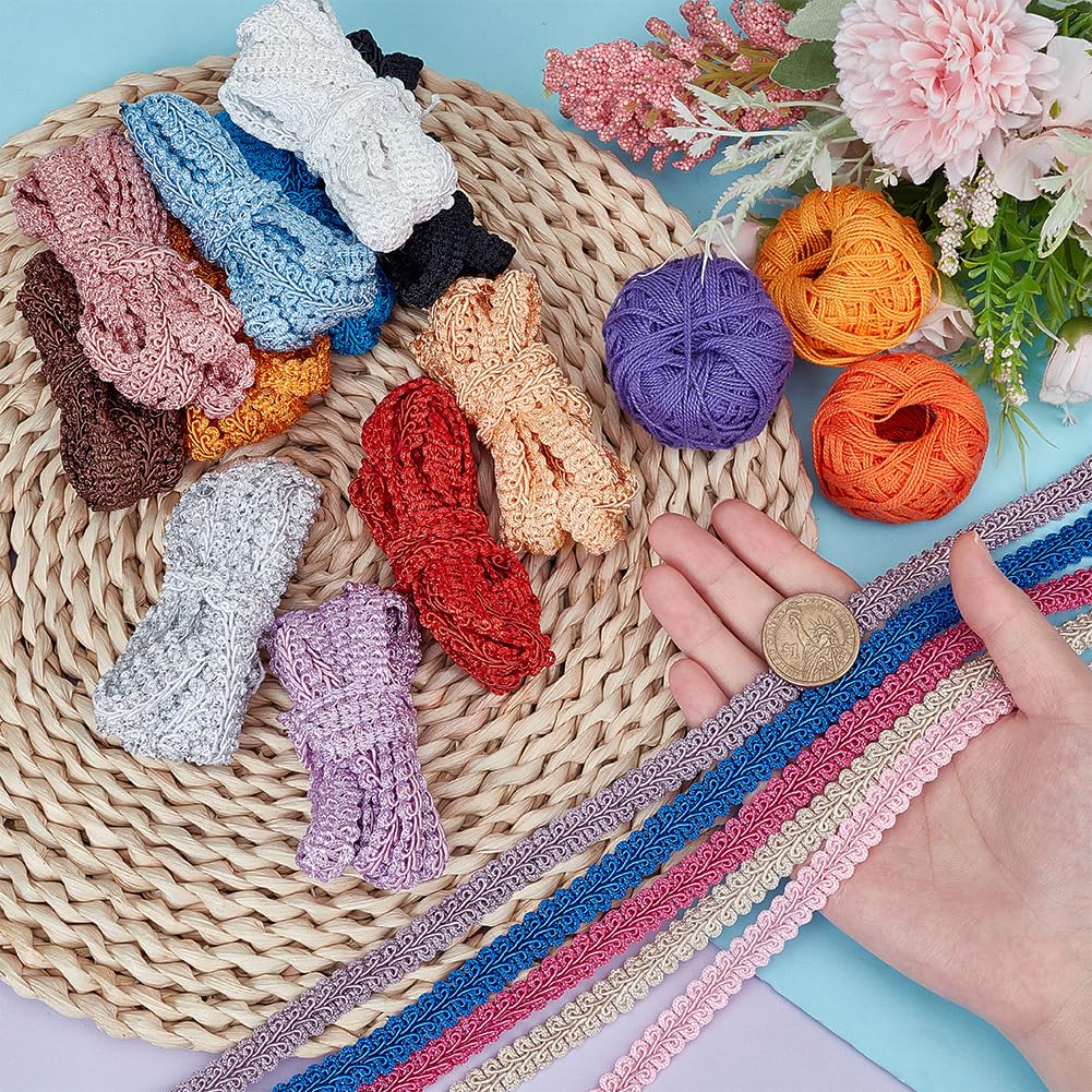 PH PandaHall 32m Gimp Geflechtbesatz 16 Farben Geflochtene Kordel Aus Polyester Gewebter Zopfbesatz Dekoratives Gimpenbesatzband Zum Nähen Hand DIY Handwerk Kostüm Heimdekoration