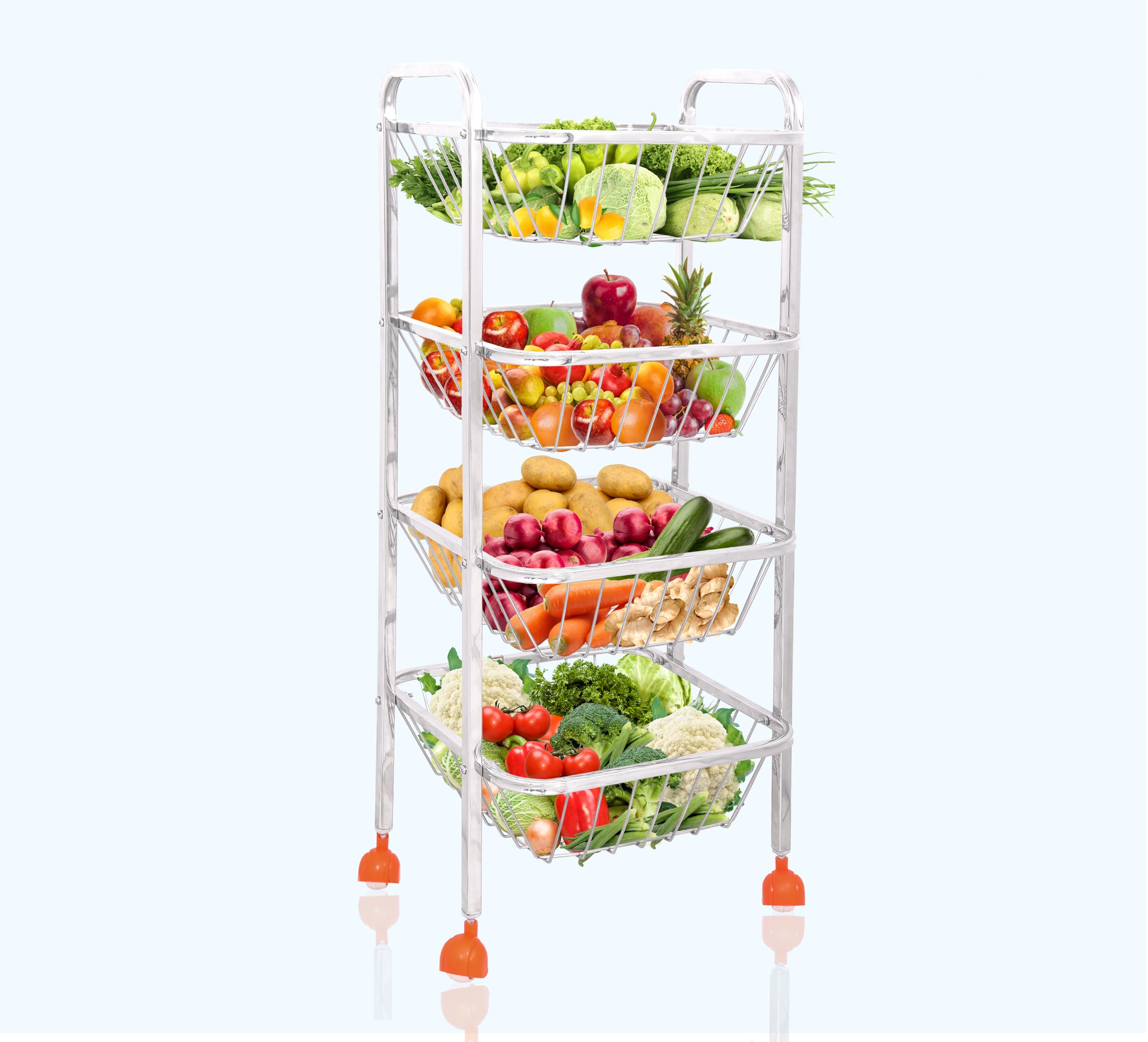 JD FRESH 4 Tier Stainless Steel Fruit & Vegetable Trolley/Fruit