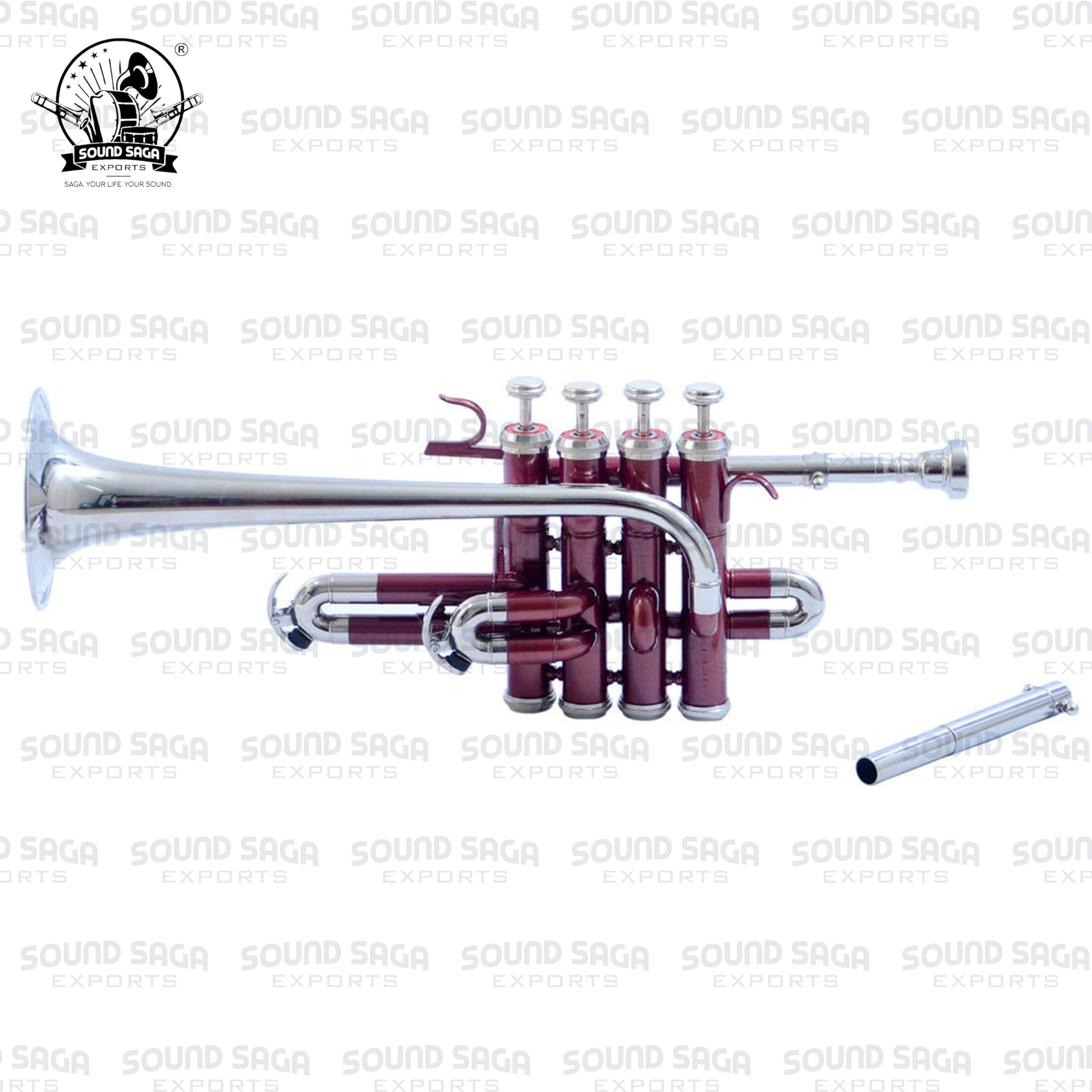 Piccolo Bb Pitch Trumpet Including Mouthpiece and Carry Case (Red Silver)