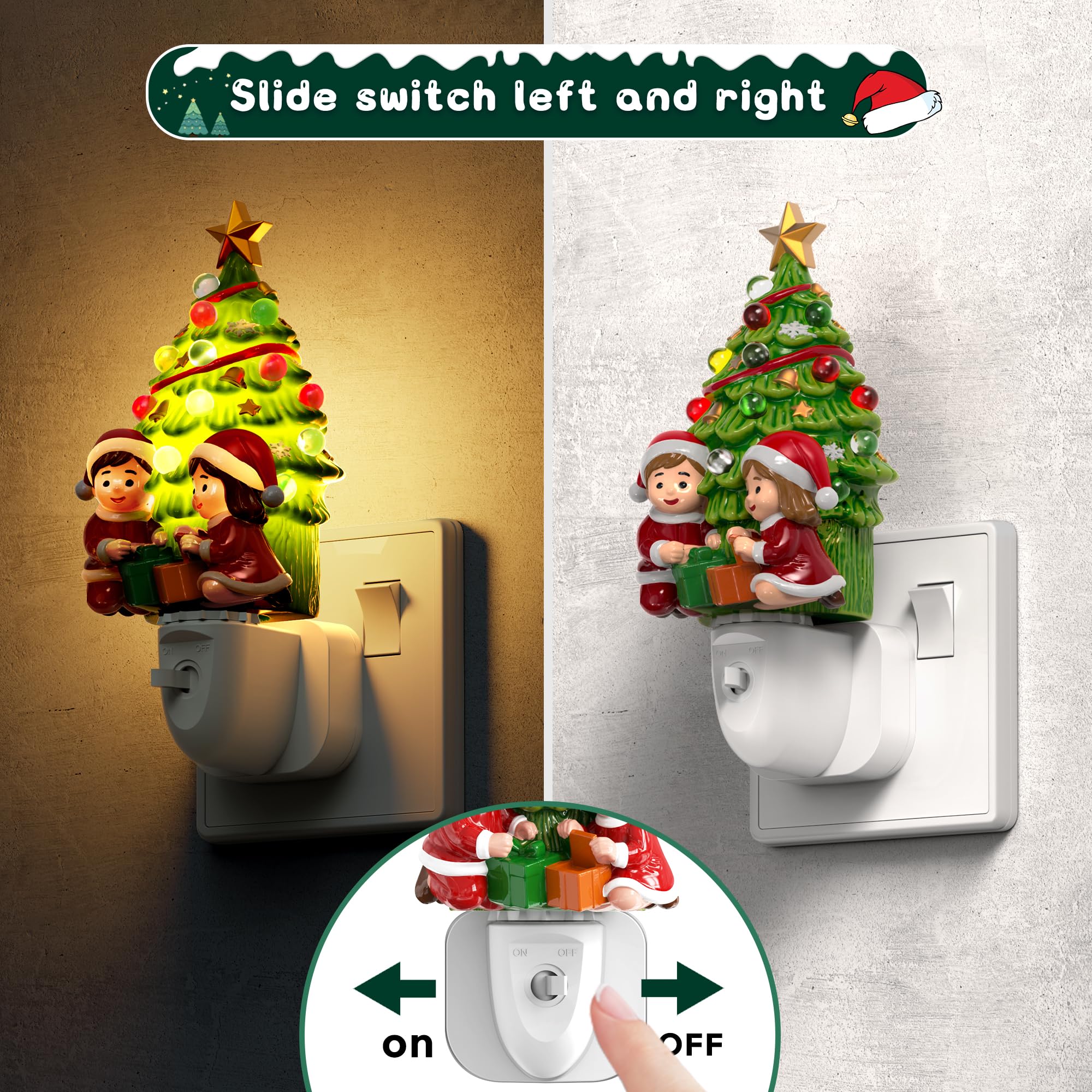 LOHAS-LED Christmas Tree Night Light Plug in Wall, 3000K Warm White - Image 3