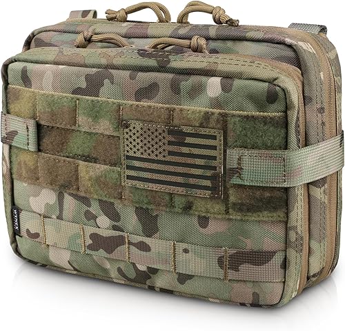 WYNEX Bolsa táctica grande de administración de diseño de doble capa, bolsa de utilidad Molle EDC EMT con funda de mapa, bolsa modular para