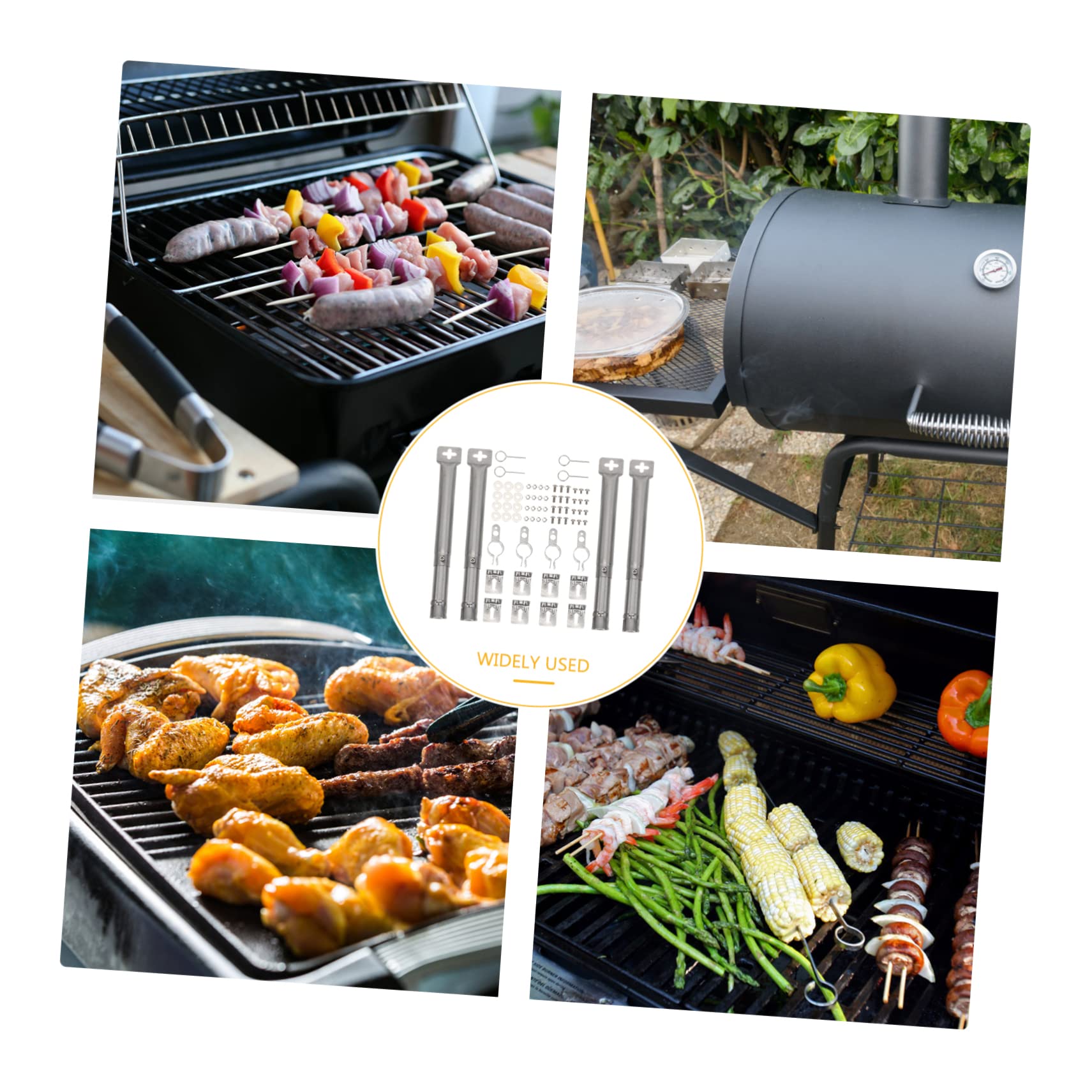 Quemador de Tubo Cruzado para Parrilla de Gas, 1 Juego de Acero Inoxidable | Plata, Estructura Simple y Uso Fácil, Calor Uniforme, Compatible Mayoría de Barbacoas de Gas