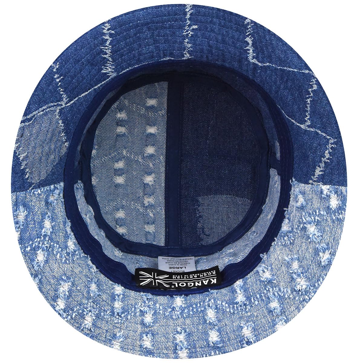 Kangol Cappello da Pescatore Denim Mashup Donna/Uomo - Sole Estivo di Tessuto Estate Primavera/Estate