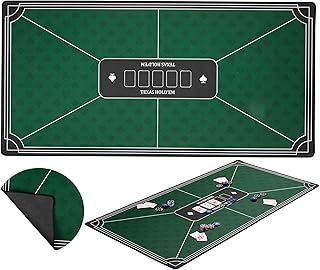 Engelhart - 320992 – Pokermatte grün – rutschfeste Spielfläche 120 cm x 60 cm – Dicke: 3 mm – Bedruckte Tischdecke aus Polyester und Gummi – Zubehör für Casinospiel