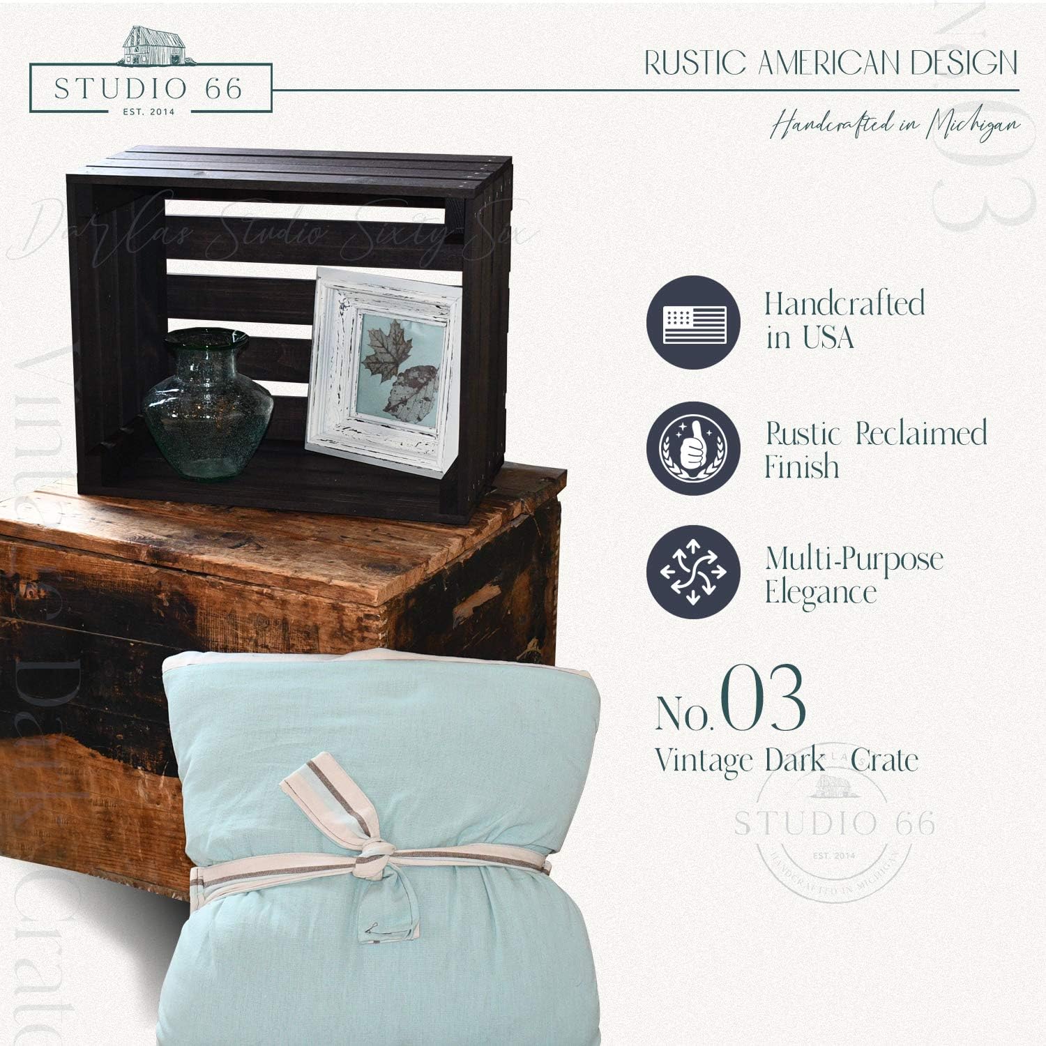 Darla'Studio 66 Vintage Stained Rustic Wood Crate