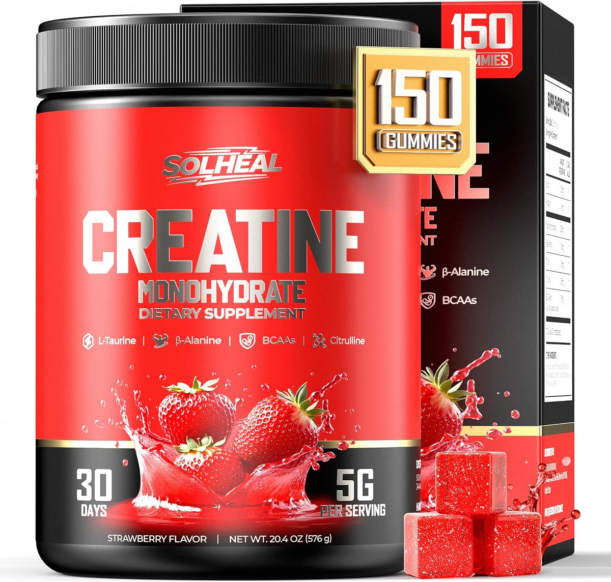 NSF 5g Real Creatine Monohydrate Gummies Redefine Strength Gains, 4-in-1 Advanced Formula to Boost Muscle, Endurance & Recovery, Pre-Workout Gummy for Men & Women 0 Sugar Low-Cal Vegan Gluten-Free