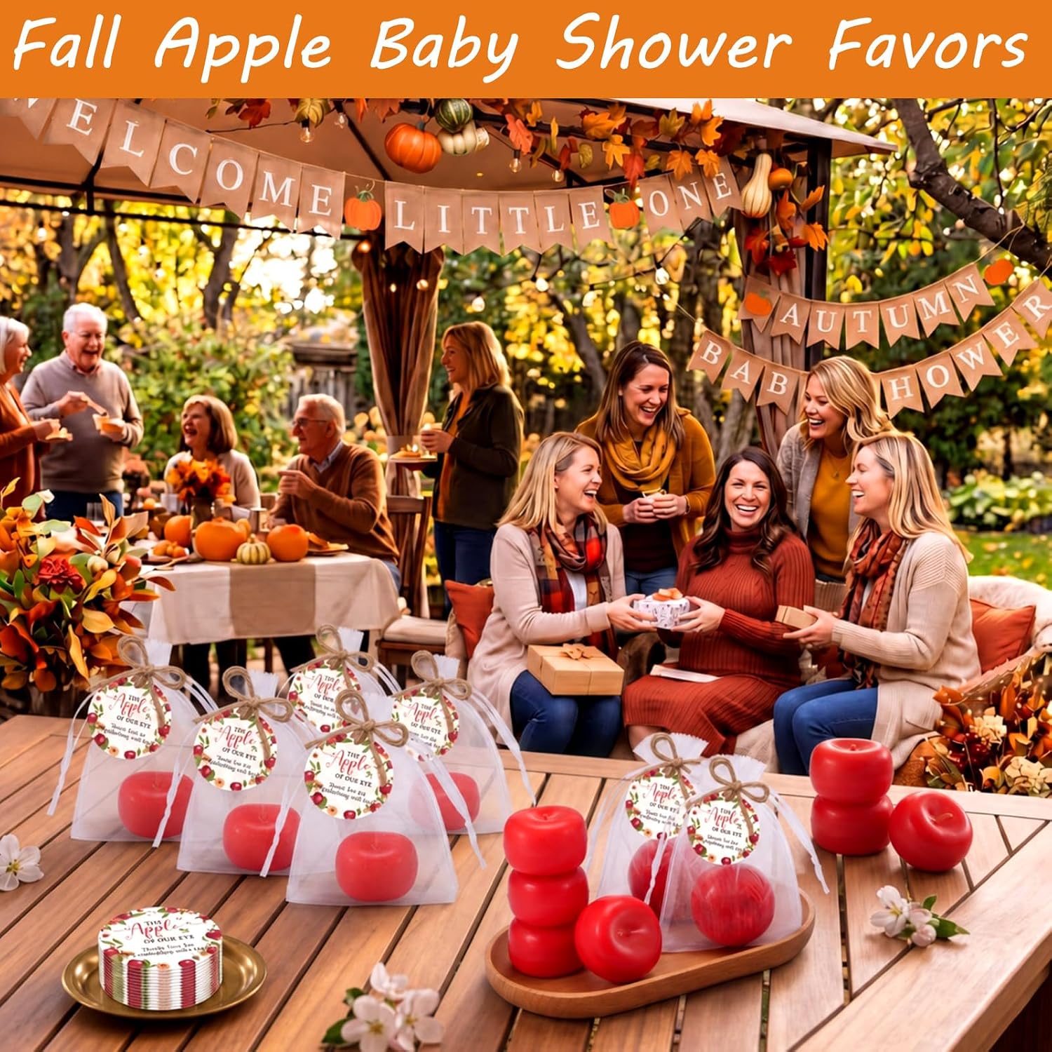 Batiyeer 25 Pcs Fall Apple Baby Shower Favors Apples Soap Gift Set Apple of Our Eye Baby Shower Gifts Thanks Card Gift Bag with String for Guest Bridal Gender Reveal Birthday Party Decor Gifts