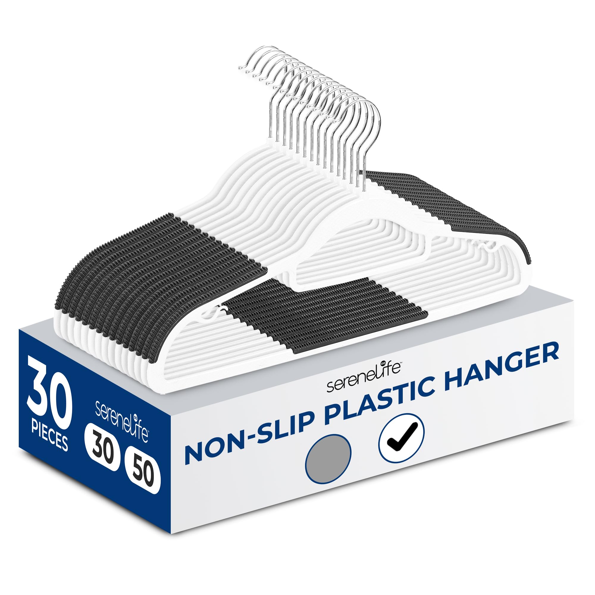 Cintres blancs avec crochet pivotant 360° SereneLife pour rangement de pantalon et veste