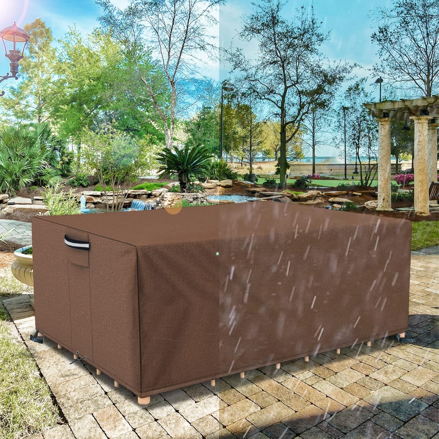 HIGHTQURO Patio Furniture Covers 600D Heavy Duty Waterproof Outdoor Table and Chair Covers Windproof Durable Tear Resistant 110" LX84 WX28 H : Patio, Lawn & Garden