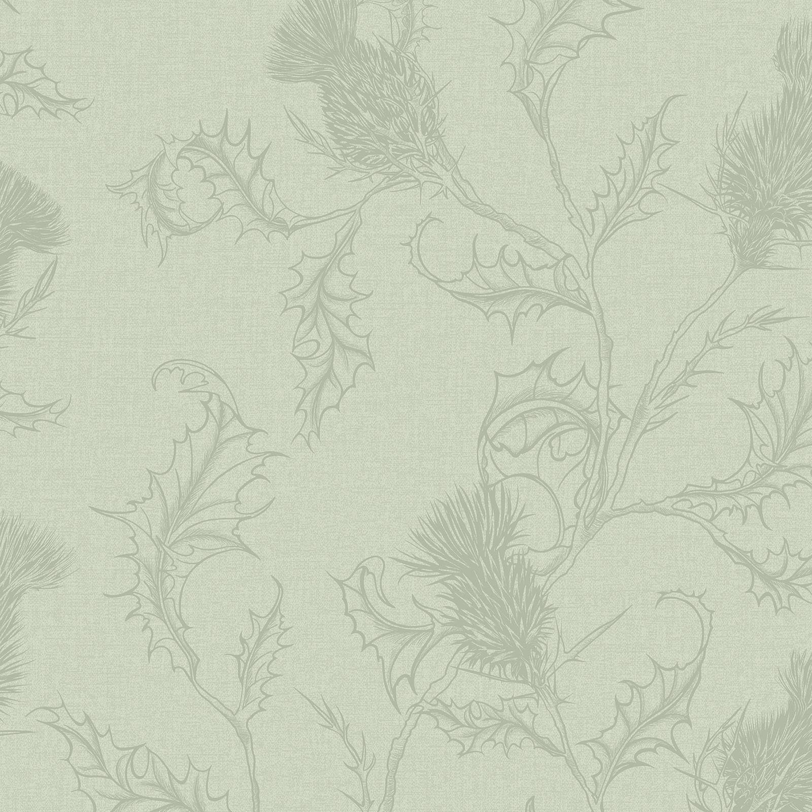 Holden Thistle Plant Wallpaper, Sage Green (14370)